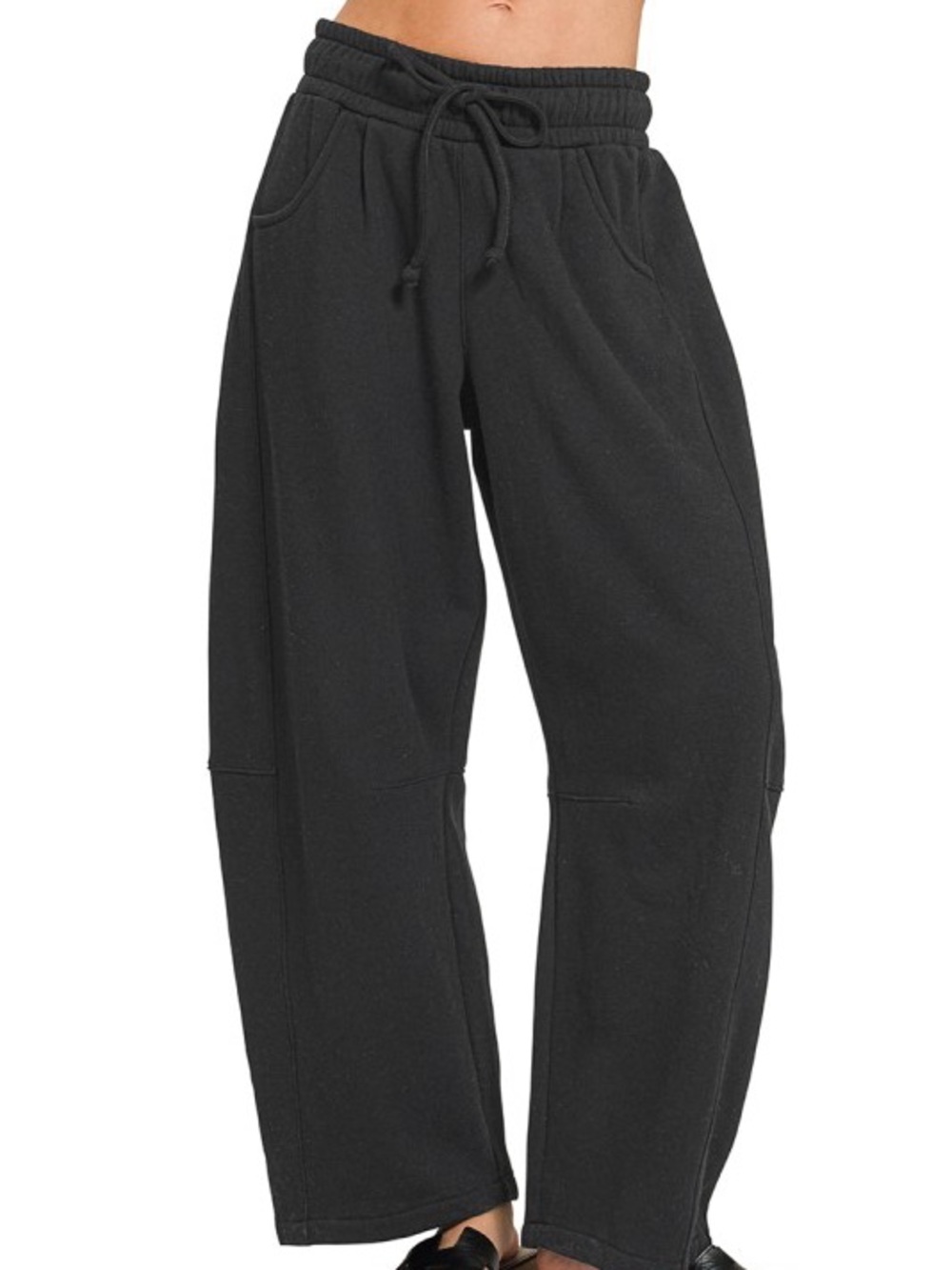NWT Zenana Athleisure Baggy Wide Leg Sweatpants Black Flowy Trousers
